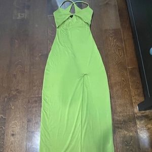 Oh Polly -CUT OUT THIGH SPLIT MAXI DRESS IN OLIVE